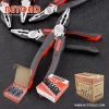 High Leverage Lineman Pliers 200 mm in red and black color handles with BEYOND logo, color box, master carton, black color background