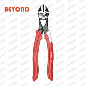 7" high leverage diagonal cutting pliers with BEYOND logo & red/white handles. Made in China.