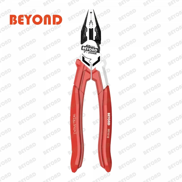 Industrial combination plier with high leverage, BEYOND logo, red/white handles. OEM orders welcome.