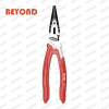 Industrial long nose pliers with high leverage, BEYOND logo, red/white handles. OEM orders welcome.