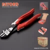 BEYOND high leverage 7" diagonal cutting pliers, red/white handles, blister/box/carton pkg. Made in China.
