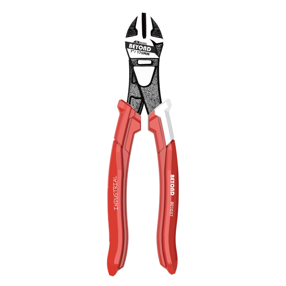 7" high leverage diagonal plier, red/white handles, BEYOND TOOLS. Factory direct & low MOQ.