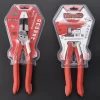 Two 8.5" multi-purpose pliers for electrician in red, double blister card package, black background. OEM orders welcome.