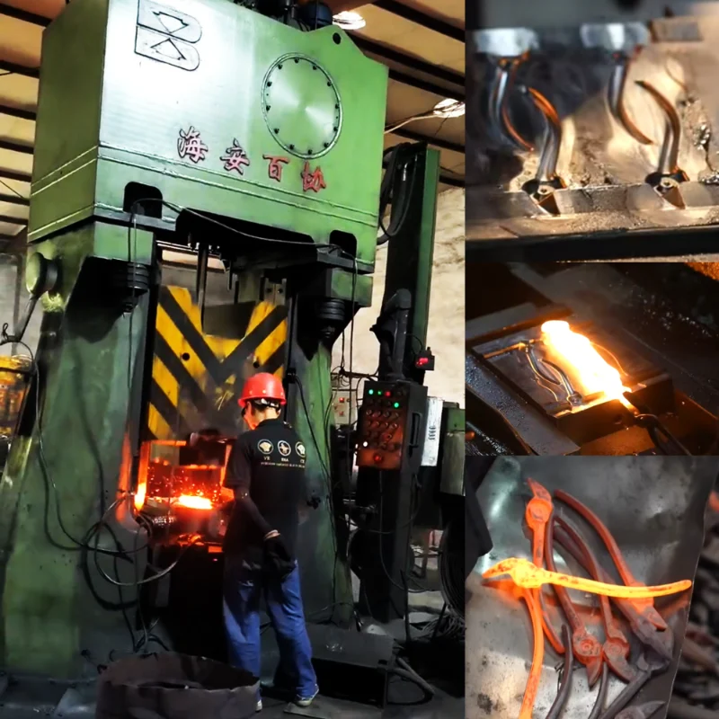 Side cutting plier forging machine in operation. Precision manufacturing with low MOQ & OEM.